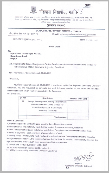 Mobile Application & Web Development for Gondwana University event Indradhanushya 2019